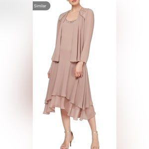 2 pc set jacket dress.Sequin beading,Tiered dress chiffon NWT size 8